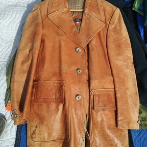 Cortefiel Leather Coat - Vintage Made in Spain